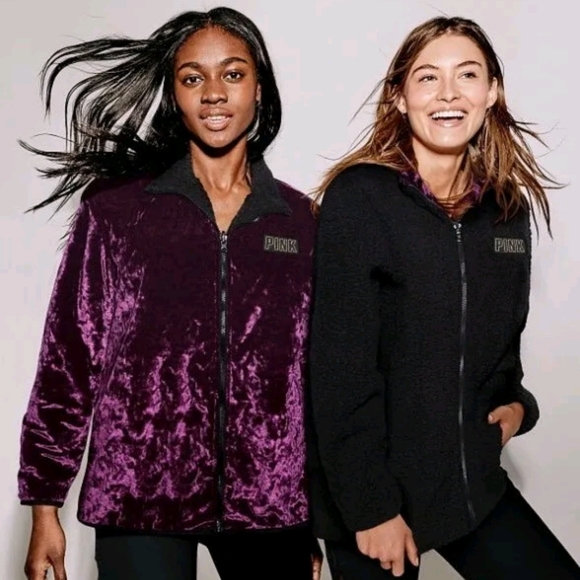 Victoria's Secret PINK limited edition Oversized velvet Sherpa reversible coat - Picture 1 of 10